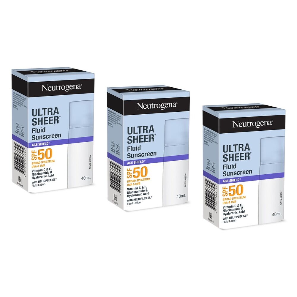 Neutrogena Ultra Sheer Fluid Sunscreen SPF50 40mL Pack of 3