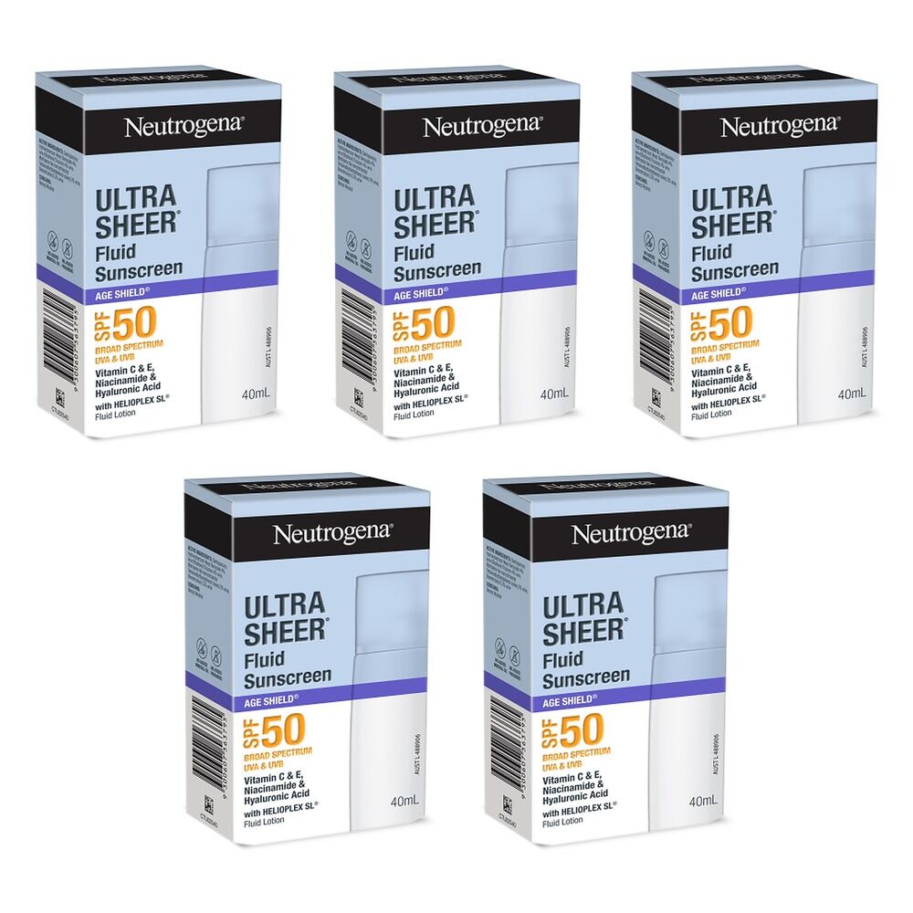 Neutrogena Ultra Sheer Fluid Sunscreen SPF50 40mL Pack of 5
