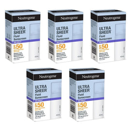 Neutrogena Ultra Sheer Fluid Sunscreen SPF50 40mL Pack of 5