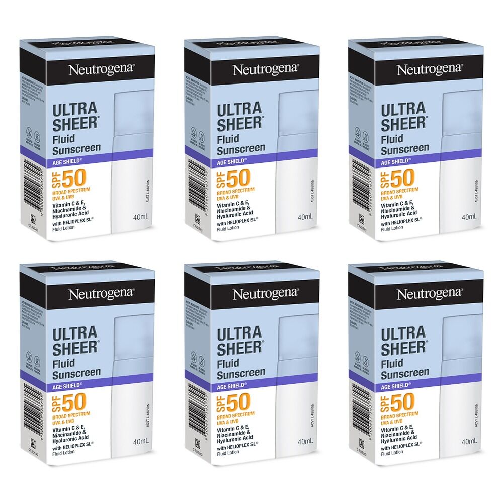 Neutrogena Ultra Sheer Fluid Sunscreen SPF50 40mL Pack of 6