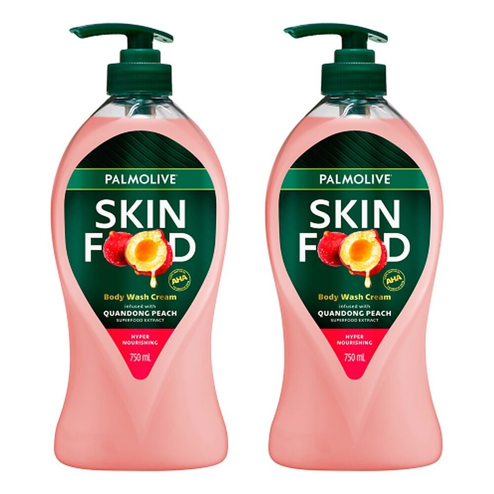 Palmolive Skin Food Body Wash Cream Quandong Peach 750mL Pack of 2