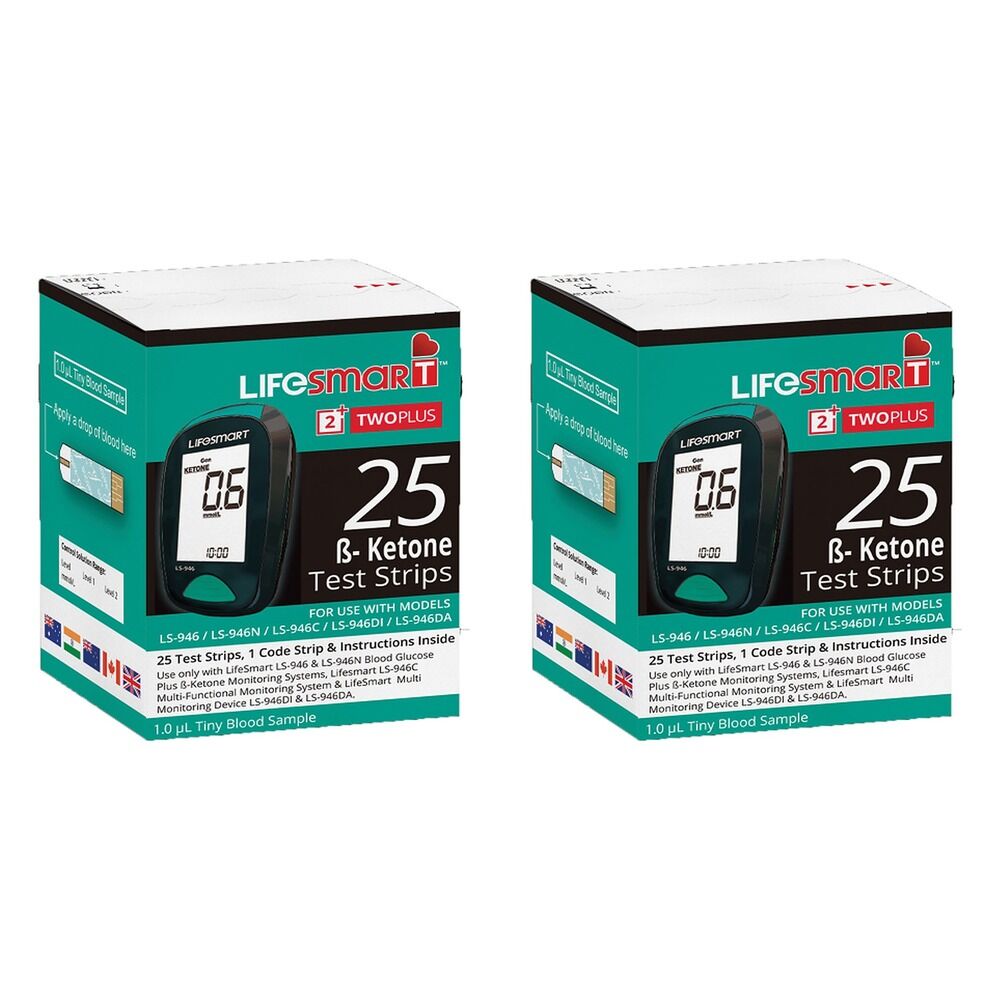 LifeSmart Ketone Test Strips 25 Pack Bundle of 2