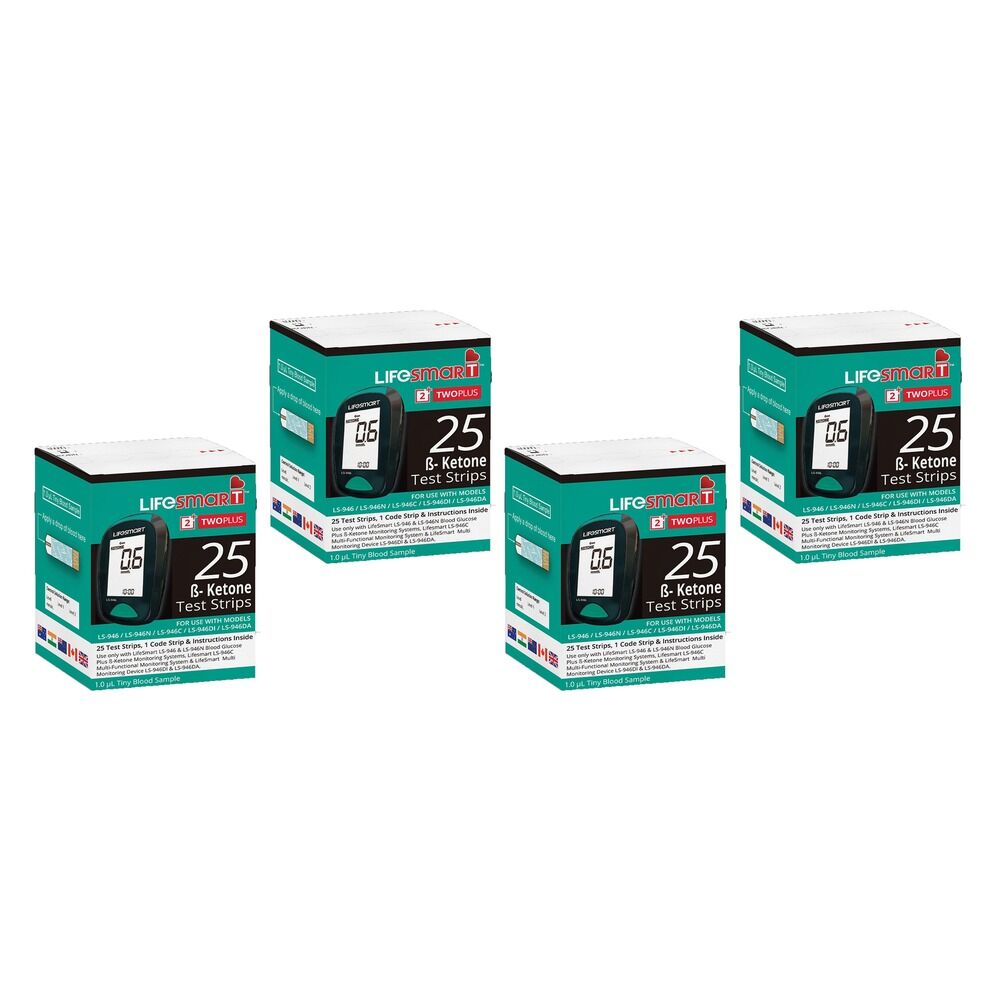 LifeSmart Ketone Test Strips 25 Pack Bundle of 4
