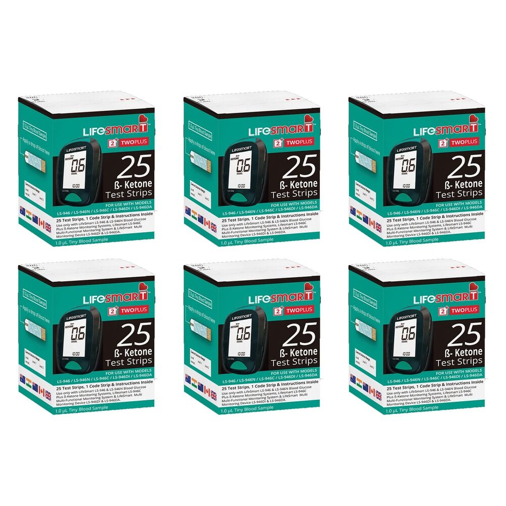 LifeSmart Ketone Test Strips 25 Pack Bundle of 6
