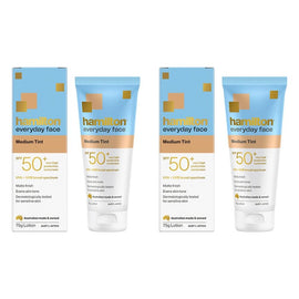 Hamilton Everyday Face Medium Tint SPF 50+ Sunscreen Lotion 75g Pack of 2