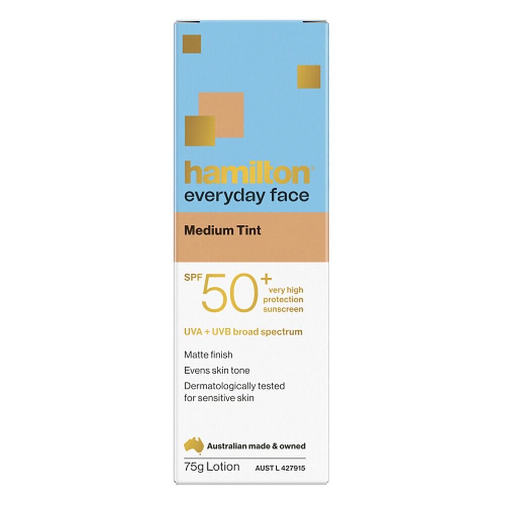 Hamilton Everyday Face Medium Tint SPF 50+ Sunscreen Lotion 75g