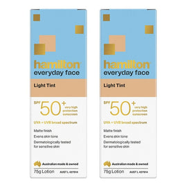 Hamilton Everyday Face Light Tint SPF 50+ Sunscreen Lotion 75g Pack of 2