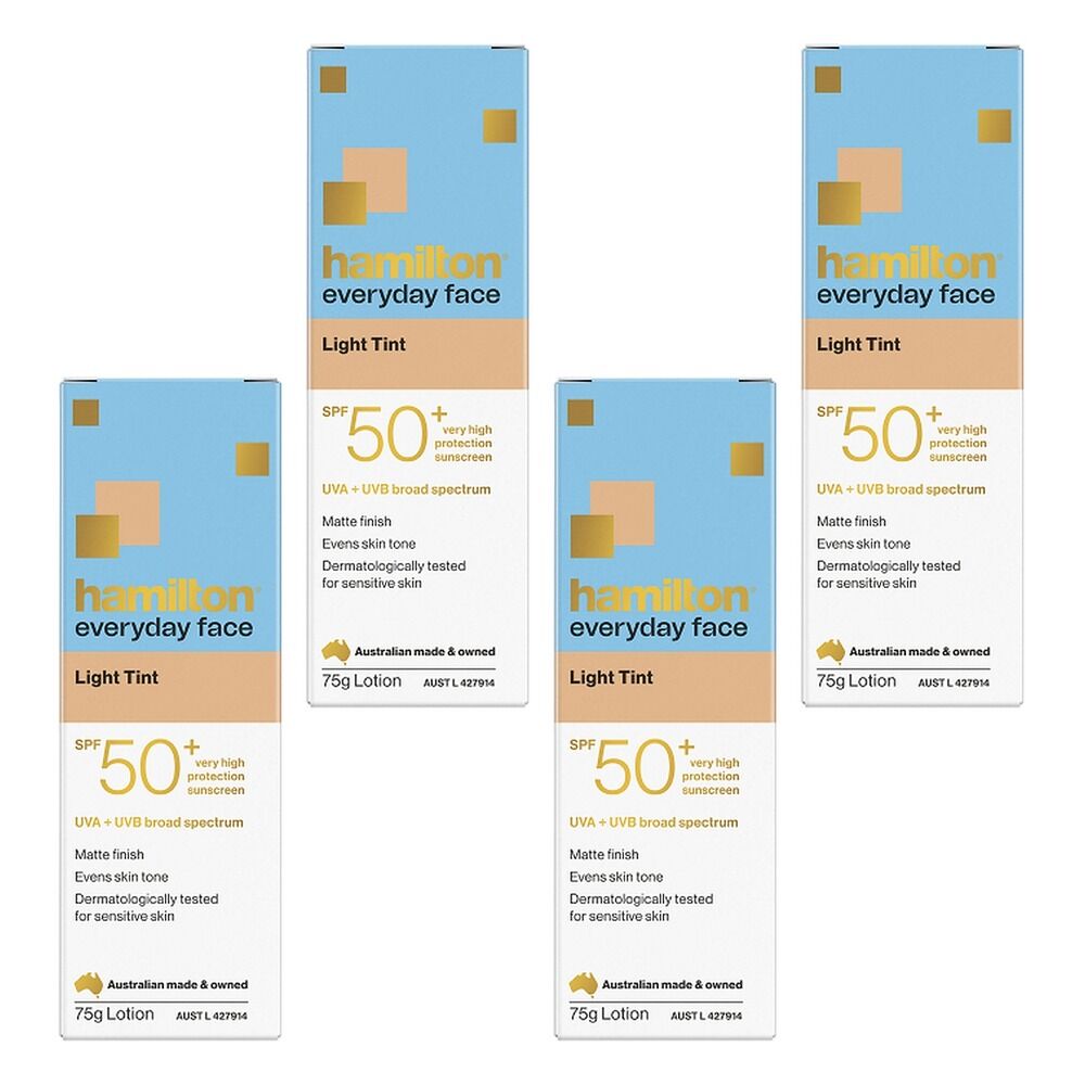 Hamilton Everyday Face Light Tint SPF 50+ Sunscreen Lotion 75g Pack of 4