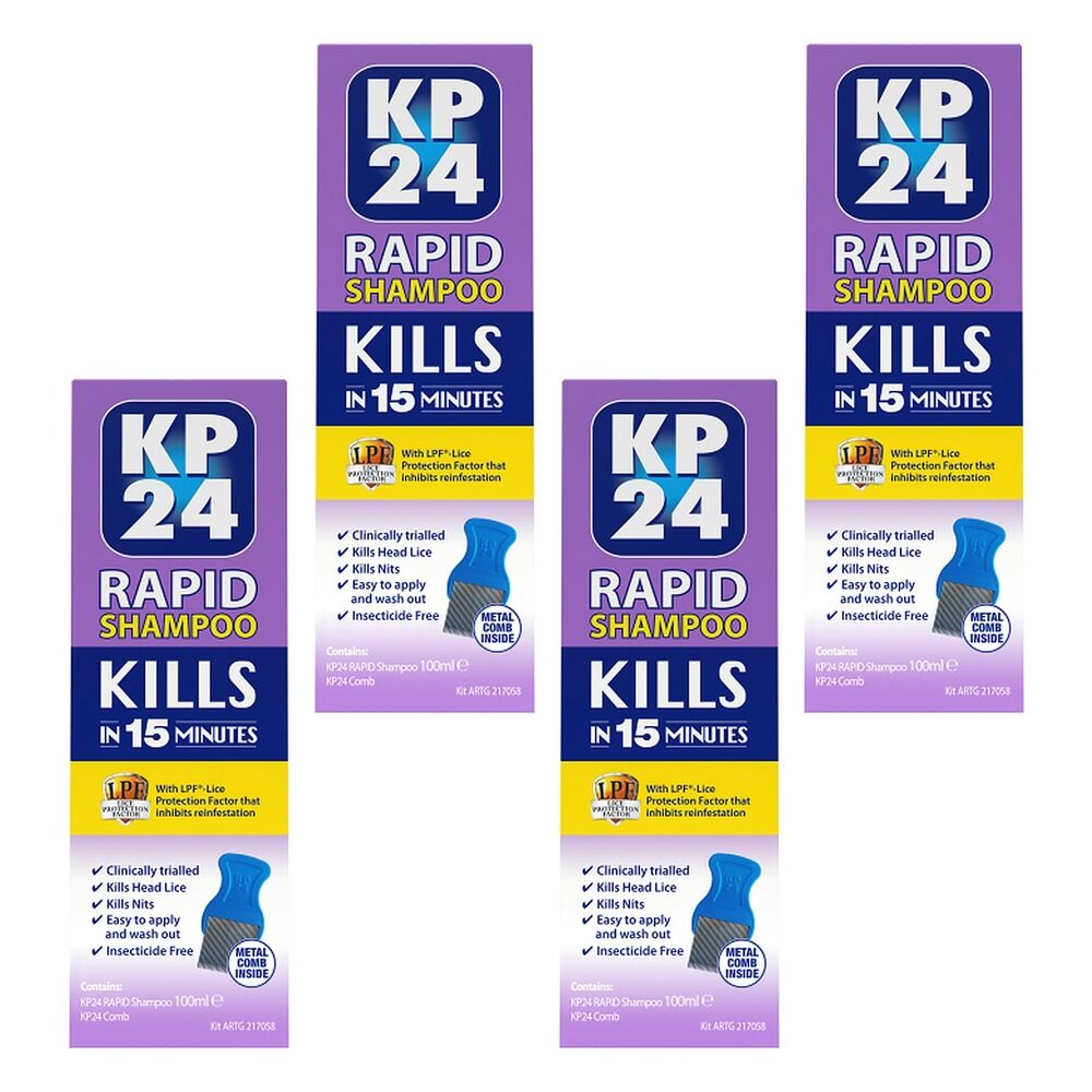 KP24 Rapid with LPF Head Lice Treatment 100mL Pack of 4