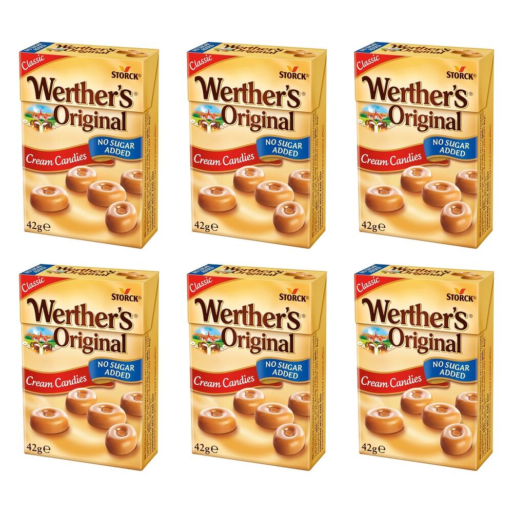 Werthers Original Caramel Cream Candies No Sugar Added 42g x 10 Bundle of 6