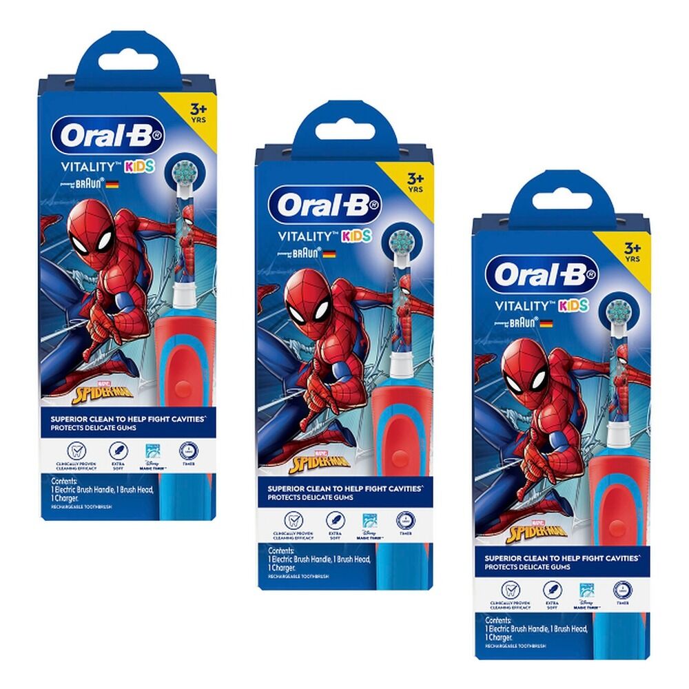 Oral-B Vitality Kids Marvel Spiderman Electric Toothbrush 3+ Years Pack of 3