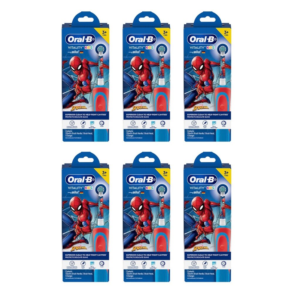 Oral-B Vitality Kids Marvel Spiderman Electric Toothbrush 3+ Years Pack of 6