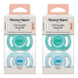 Tommee Tippee UltraLight StayPut Soother 0-6 Months 2 Pack Bundle of 2
