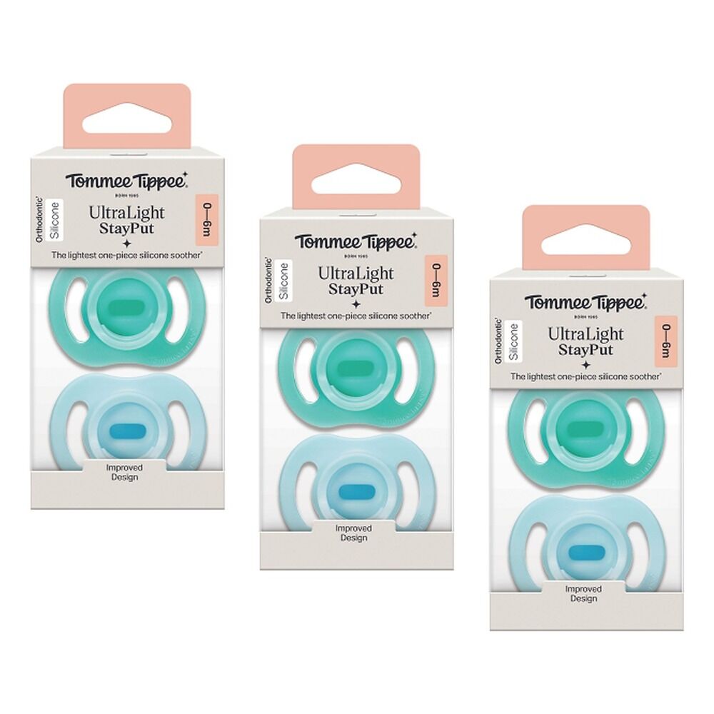 Tommee Tippee UltraLight StayPut Soother 0-6 Months 2 Pack Bundle of 3