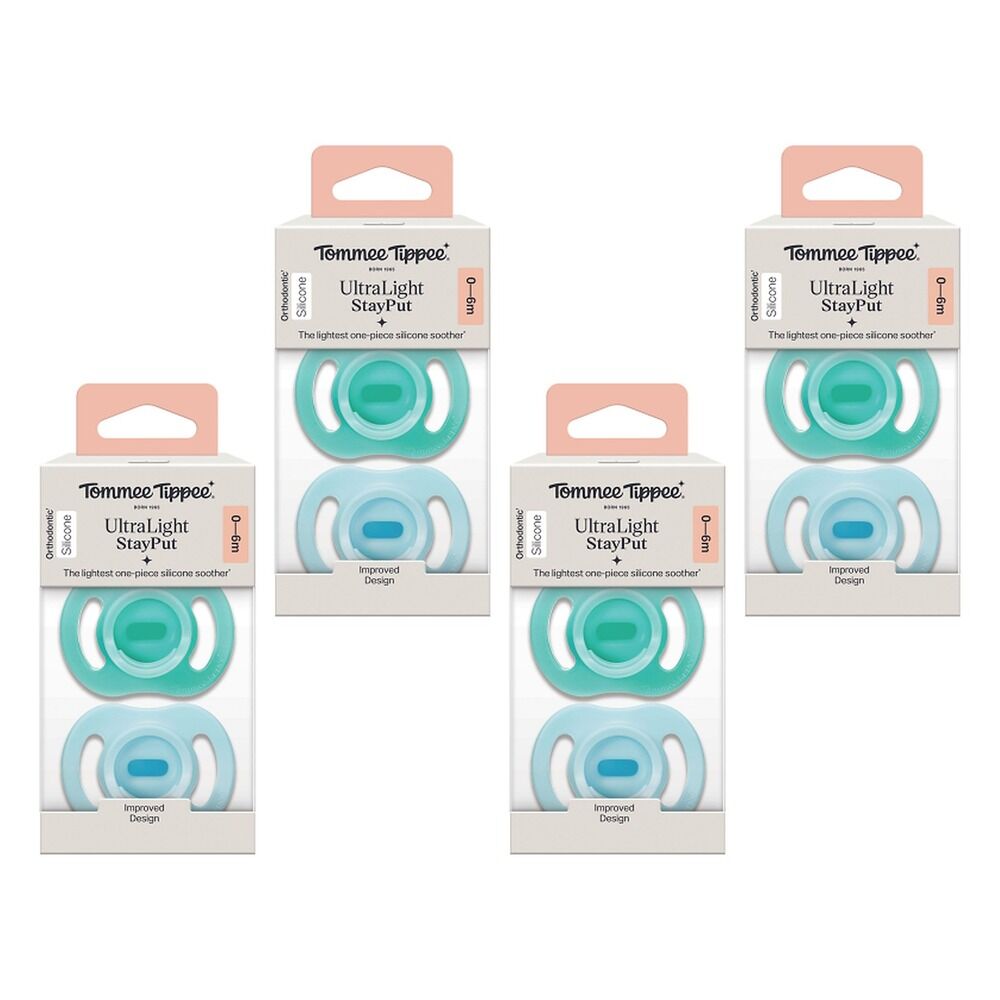 Tommee Tippee UltraLight StayPut Soother 0-6 Months 2 Pack Bundle of 4