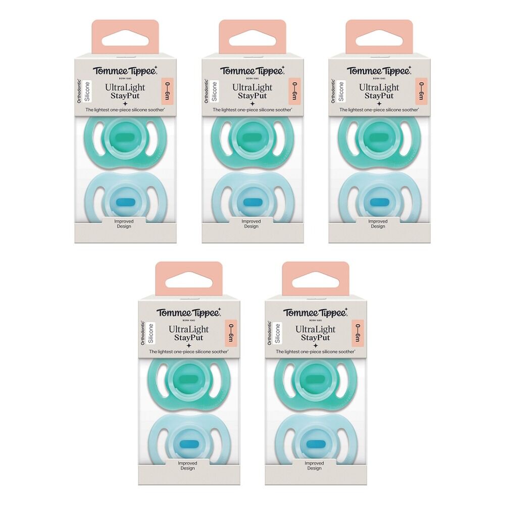 Tommee Tippee UltraLight StayPut Soother 0-6 Months 2 Pack Bundle of 5