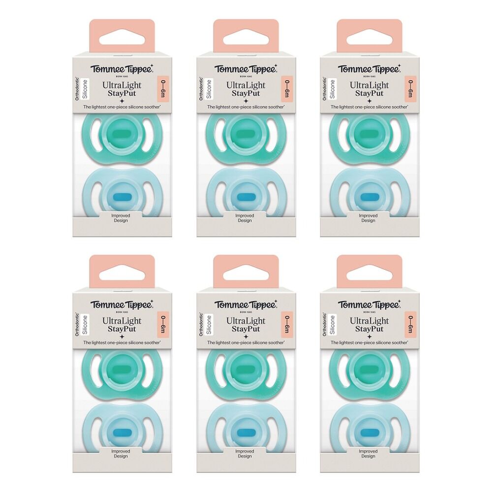 Tommee Tippee UltraLight StayPut Soother 0-6 Months 2 Pack Bundle of 6