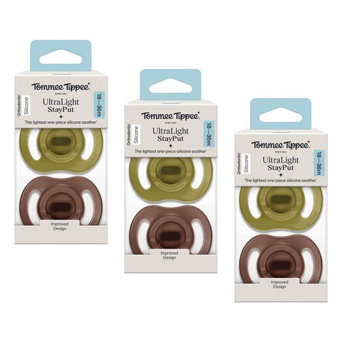 Tommee Tippee UltraLight StayPut Soother 18-36 Months 2 Pack Bundle of 3