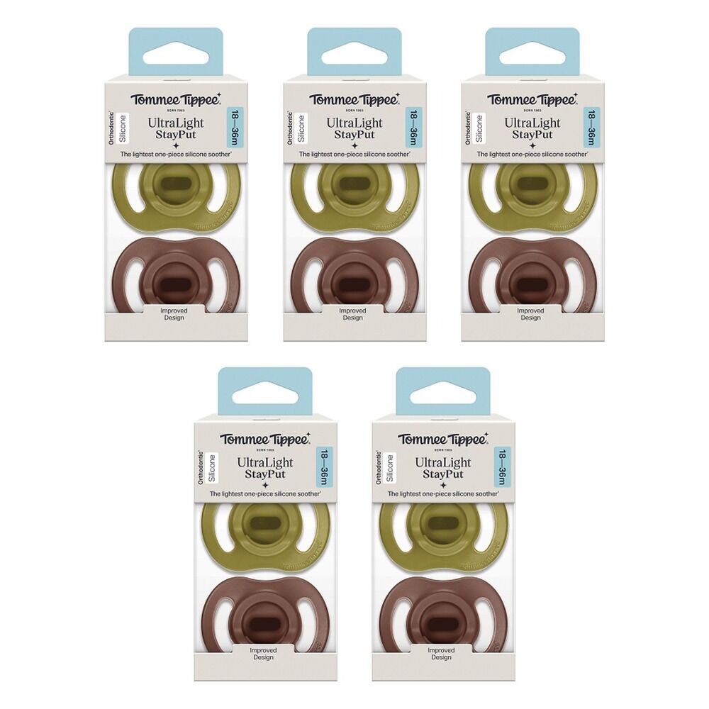Tommee Tippee UltraLight StayPut Soother 18-36 Months 2 Pack Bundle of 5