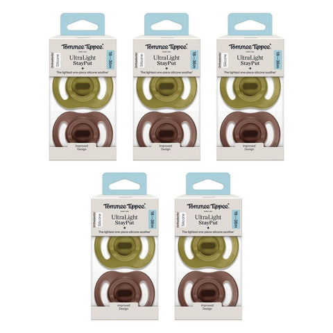 Tommee Tippee UltraLight StayPut Soother 18-36 Months 2 Pack Bundle of 5