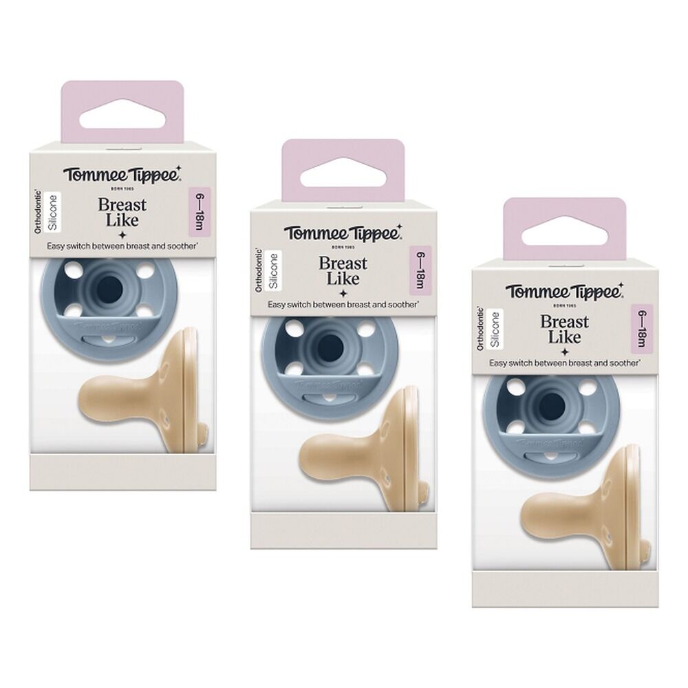 Tommee Tippee Breast-Like Soother 6-18 Months Twin Pack Bundle of 3