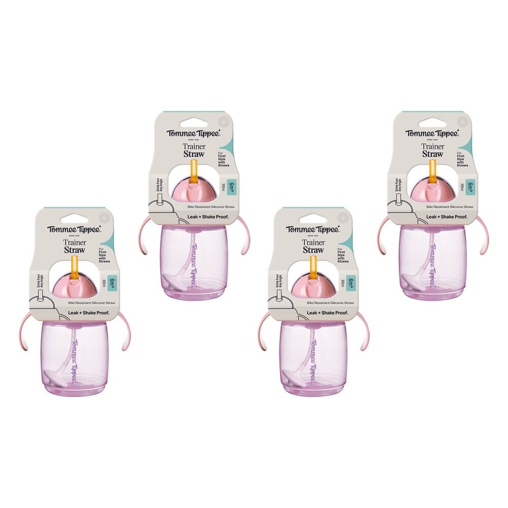 Tommee Tippee Trainer Straw Cup 6 Months+ Assorted 300mL Pack of 4