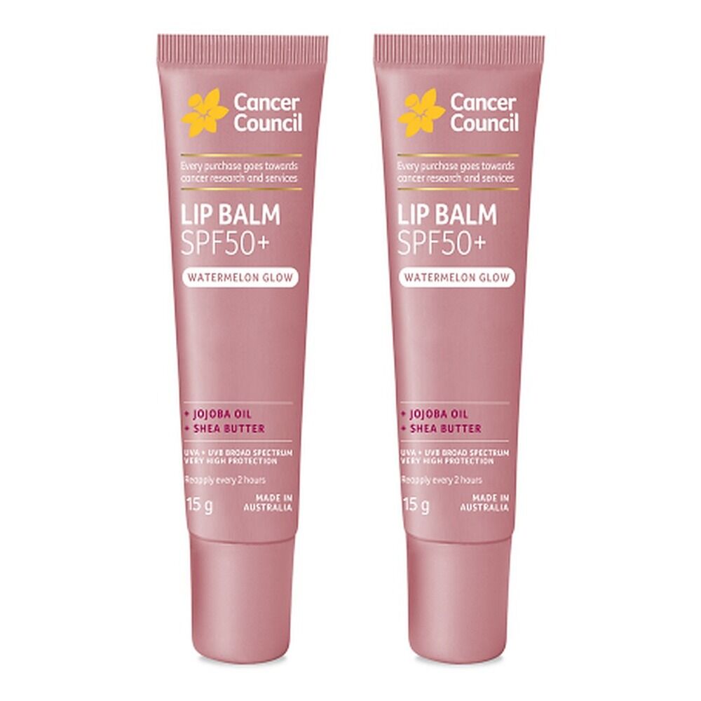 Cancer Council Lip Balm SPF50+ Watermelon Glow 15g x 6 Bundle of 2