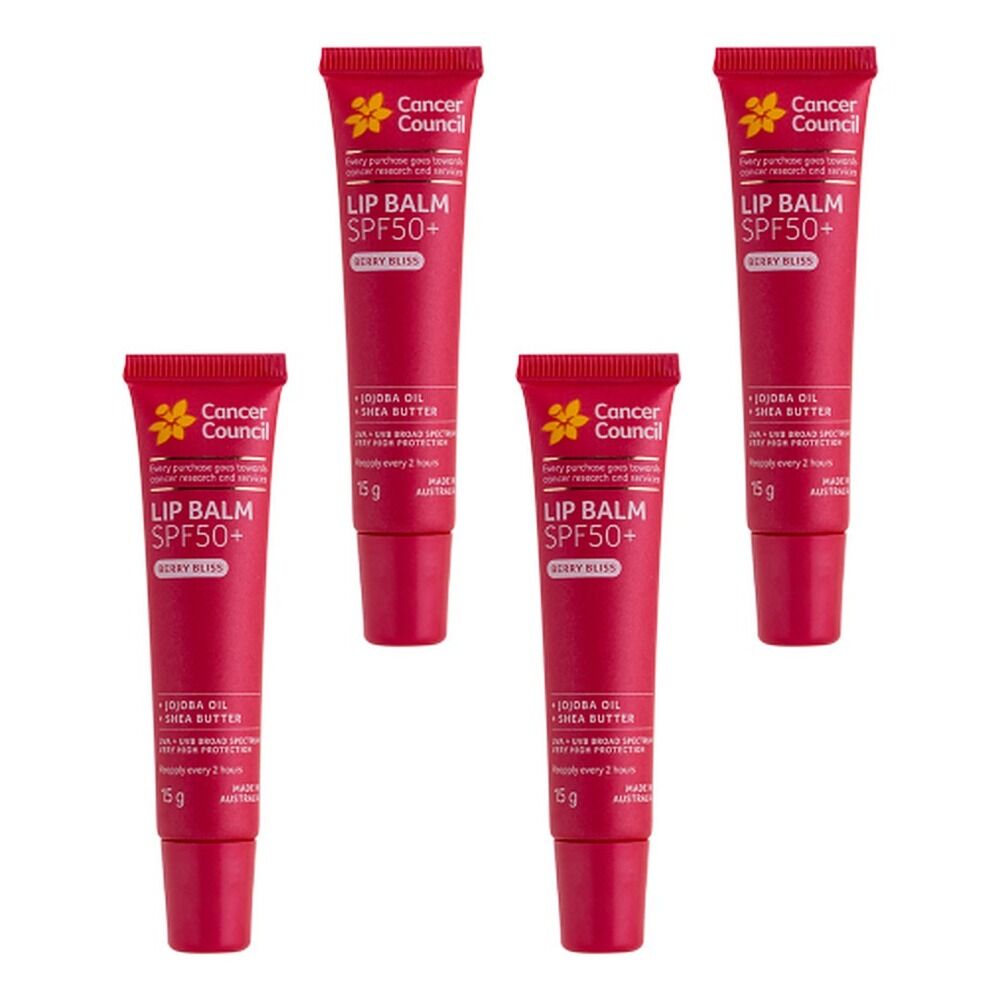 Cancer Council Lip Balm SPF50+ Berry Bliss 15g x 6 Bundle of 4