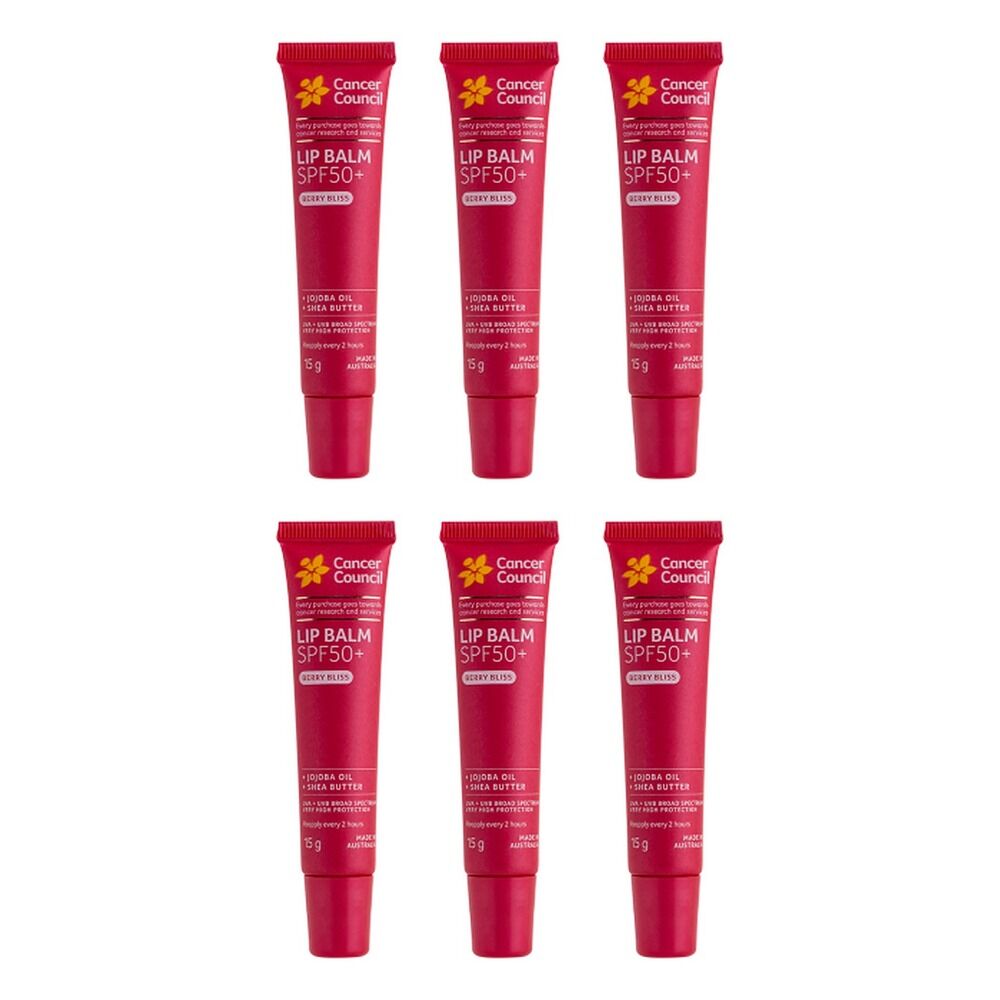 Cancer Council Lip Balm SPF50+ Berry Bliss 15g x 6 Bundle of 6
