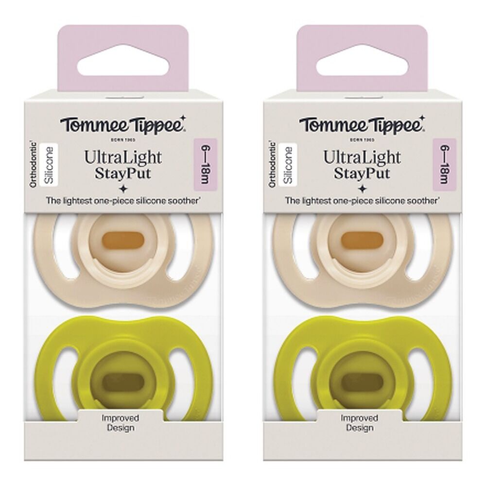 Tommee Tippee UltraLight StayPut Soother 6-18 Months 2 Pack Bundle of 2