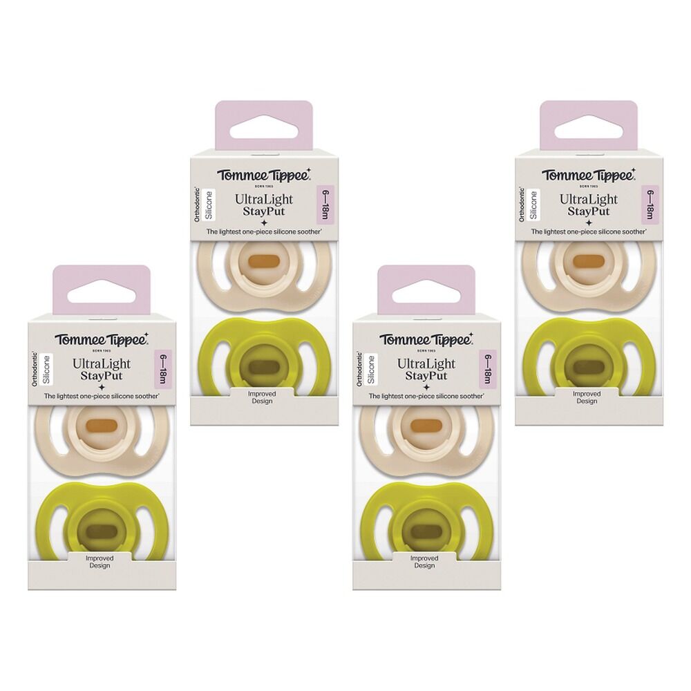 Tommee Tippee UltraLight StayPut Soother 6-18 Months 2 Pack Bundle of 4