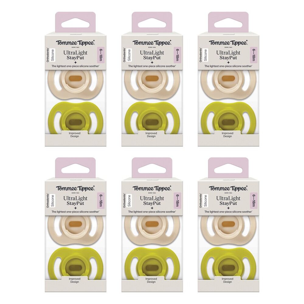 Tommee Tippee UltraLight StayPut Soother 6-18 Months 2 Pack Bundle of 6
