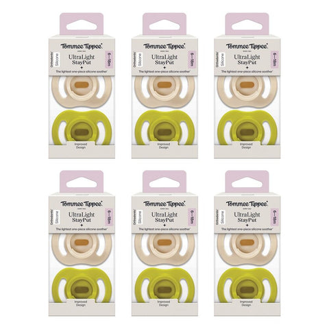 Tommee Tippee UltraLight StayPut Soother 6-18 Months 2 Pack Bundle of 6