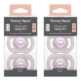 Tommee Tippee UltraLight NightGlow Soother 0-6 Months 2 Pack Bundle of 2
