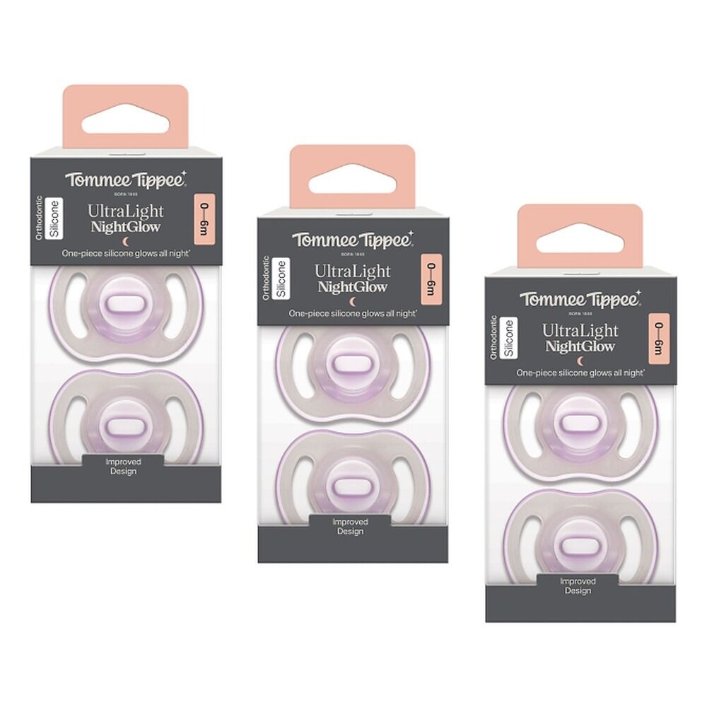 Tommee Tippee UltraLight NightGlow Soother 0-6 Months 2 Pack Bundle of 3