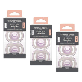 Tommee Tippee UltraLight NightGlow Soother 0-6 Months 2 Pack Bundle of 3