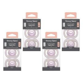 Tommee Tippee UltraLight NightGlow Soother 0-6 Months 2 Pack Bundle of 4