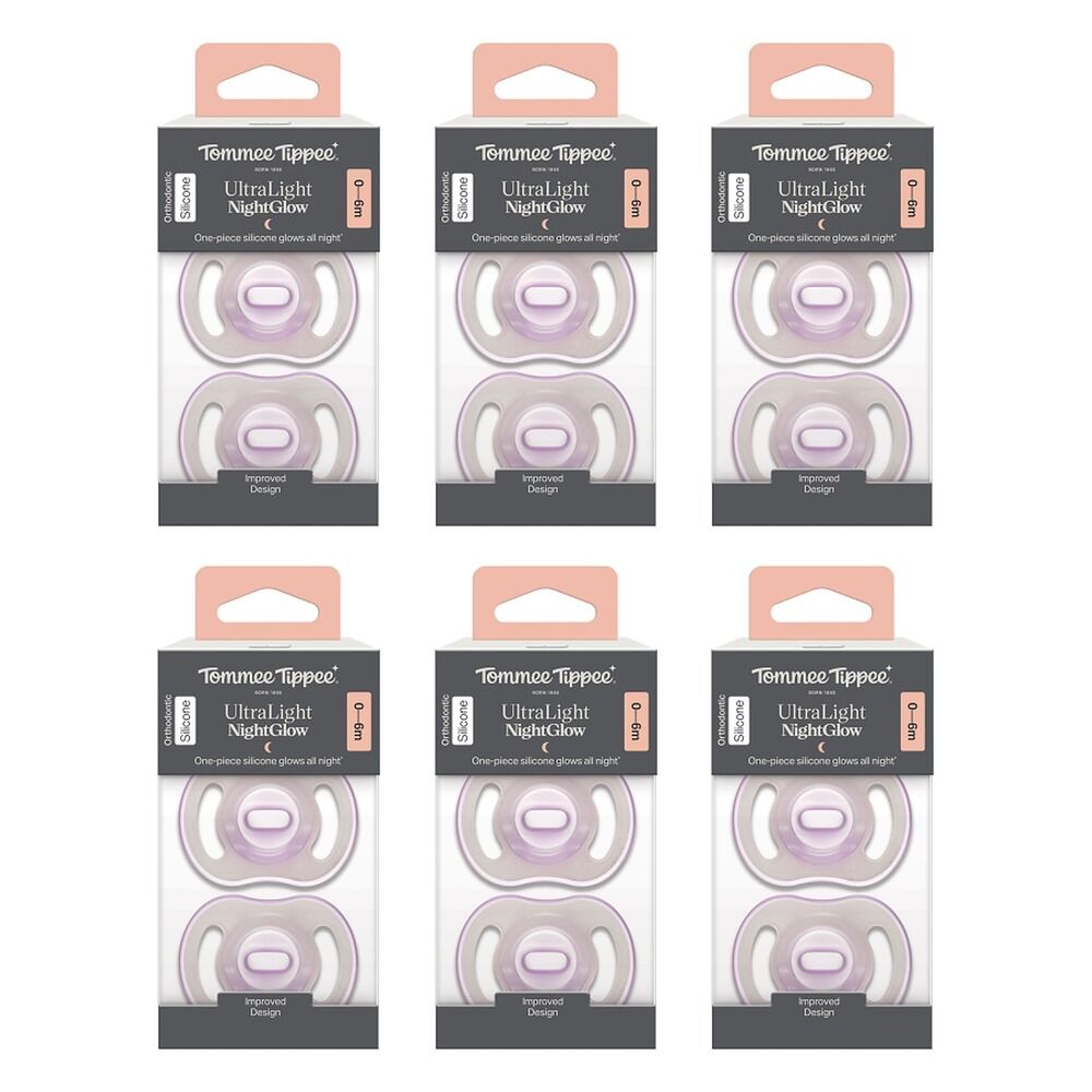Tommee Tippee UltraLight NightGlow Soother 0-6 Months 2 Pack Bundle of 6