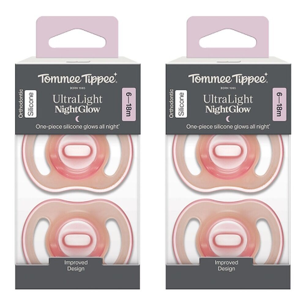 Tommee Tippee UltraLight NightGlow Soother 6-18 Months 2 Pack Bundle of 2
