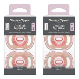 Tommee Tippee UltraLight NightGlow Soother 6-18 Months 2 Pack Bundle of 2