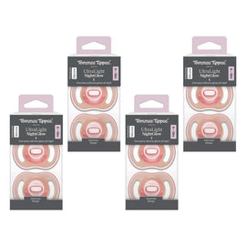 Tommee Tippee UltraLight NightGlow Soother 6-18 Months 2 Pack Bundle of 4