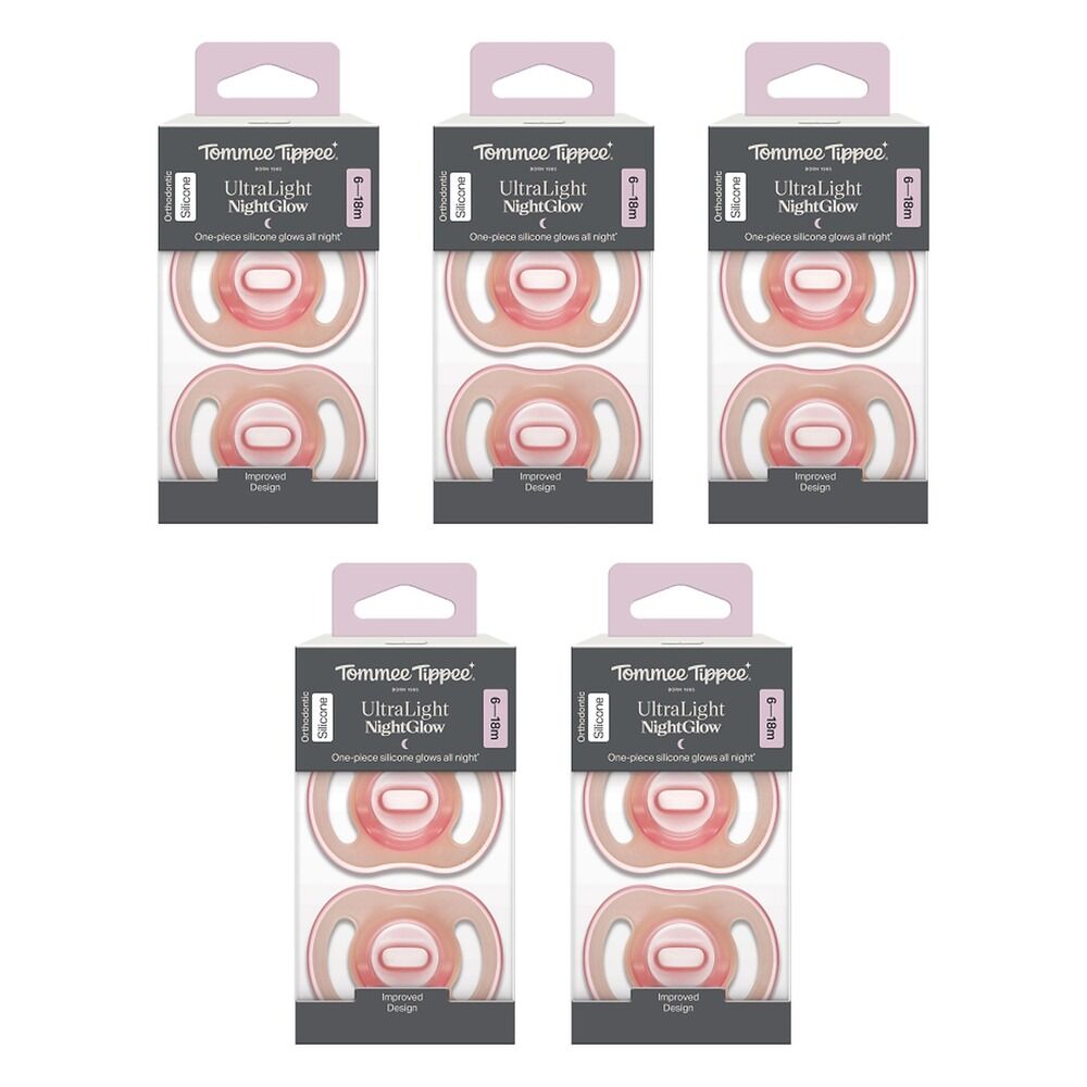 Tommee Tippee UltraLight NightGlow Soother 6-18 Months 2 Pack Bundle of 5