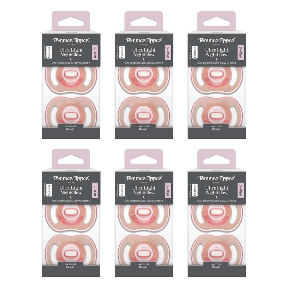 Tommee Tippee UltraLight NightGlow Soother 6-18 Months 2 Pack Bundle of 6