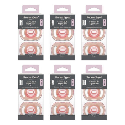 Tommee Tippee UltraLight NightGlow Soother 6-18 Months 2 Pack Bundle of 6