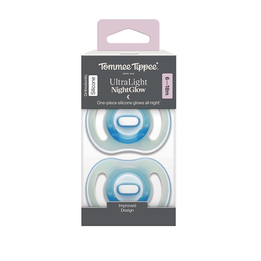 Tommee Tippee UltraLight NightGlow Soother 6-18 Months 2 Pack