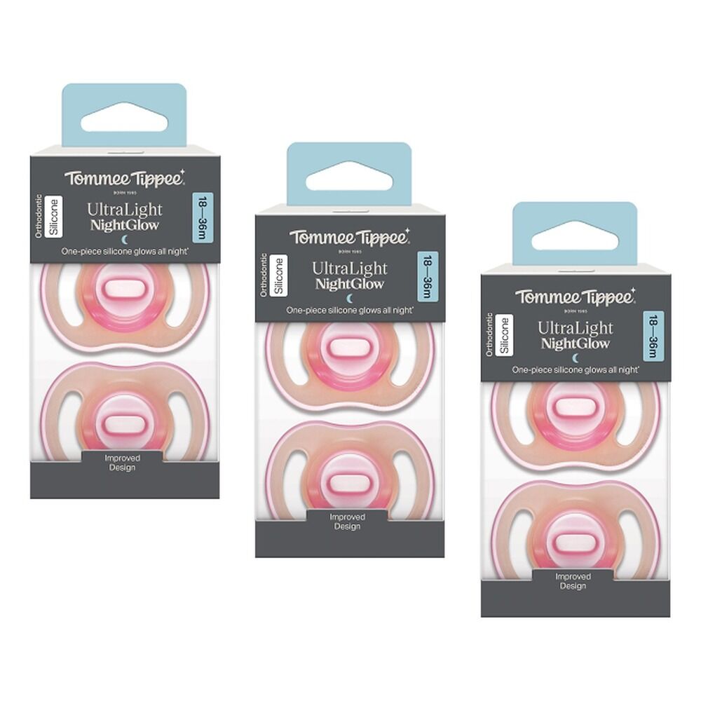 Tommee Tippee UltraLight NightGlow Soother 18-36 Months 2 Pack Bundle of 3