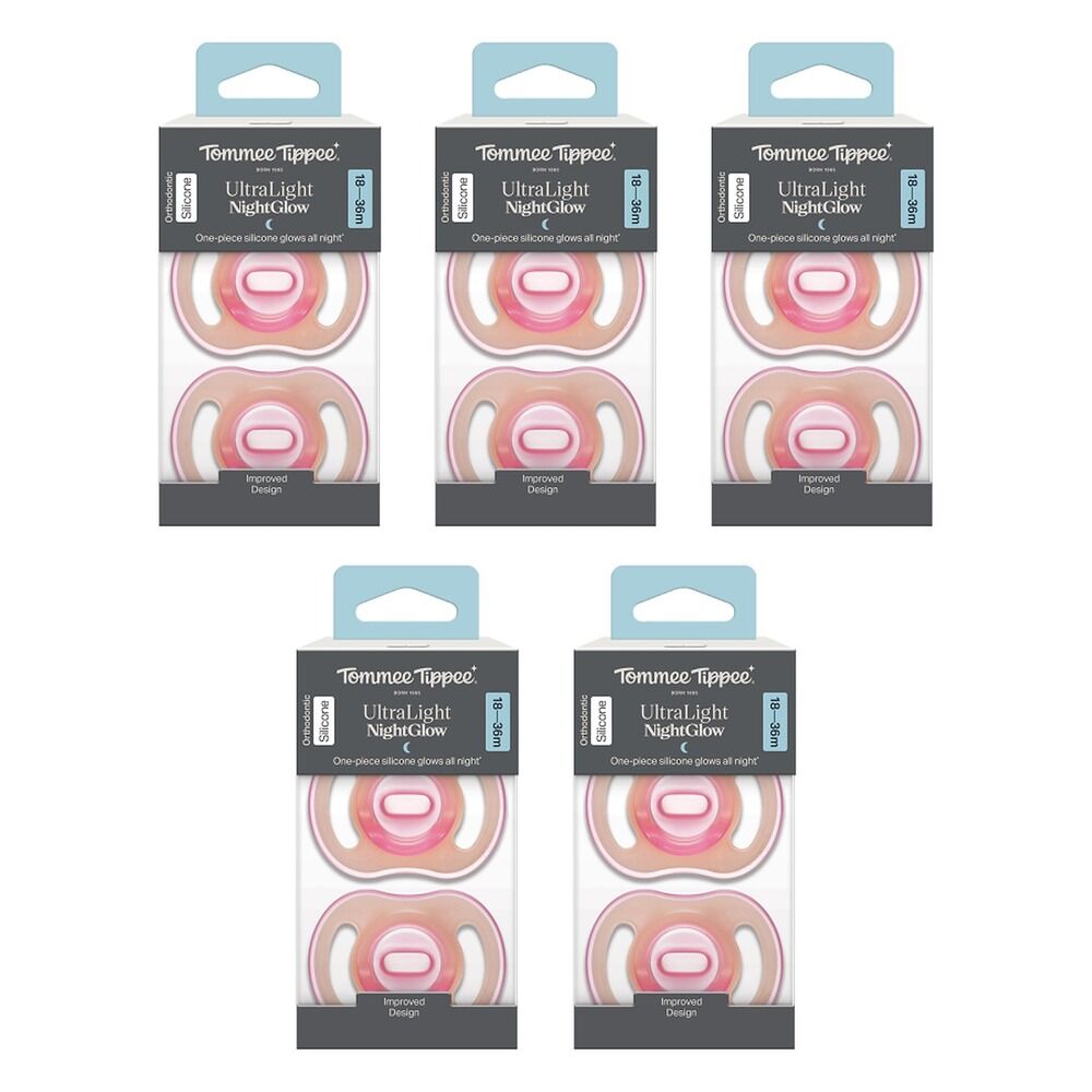 Tommee Tippee UltraLight NightGlow Soother 18-36 Months 2 Pack Bundle of 5