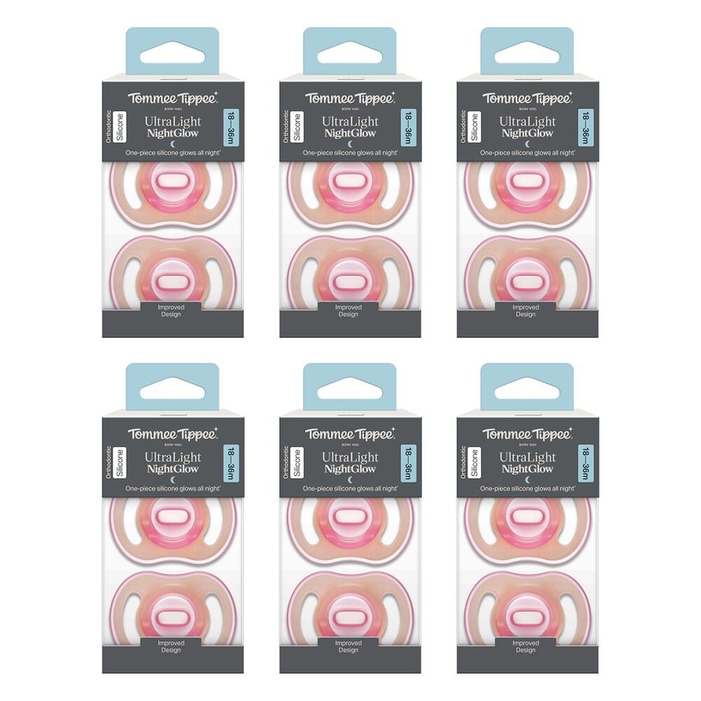 Tommee Tippee UltraLight NightGlow Soother 18-36 Months 2 Pack Bundle of 6