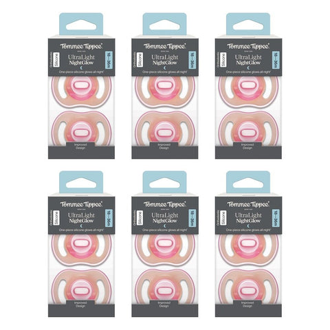 Tommee Tippee UltraLight NightGlow Soother 18-36 Months 2 Pack Bundle of 6