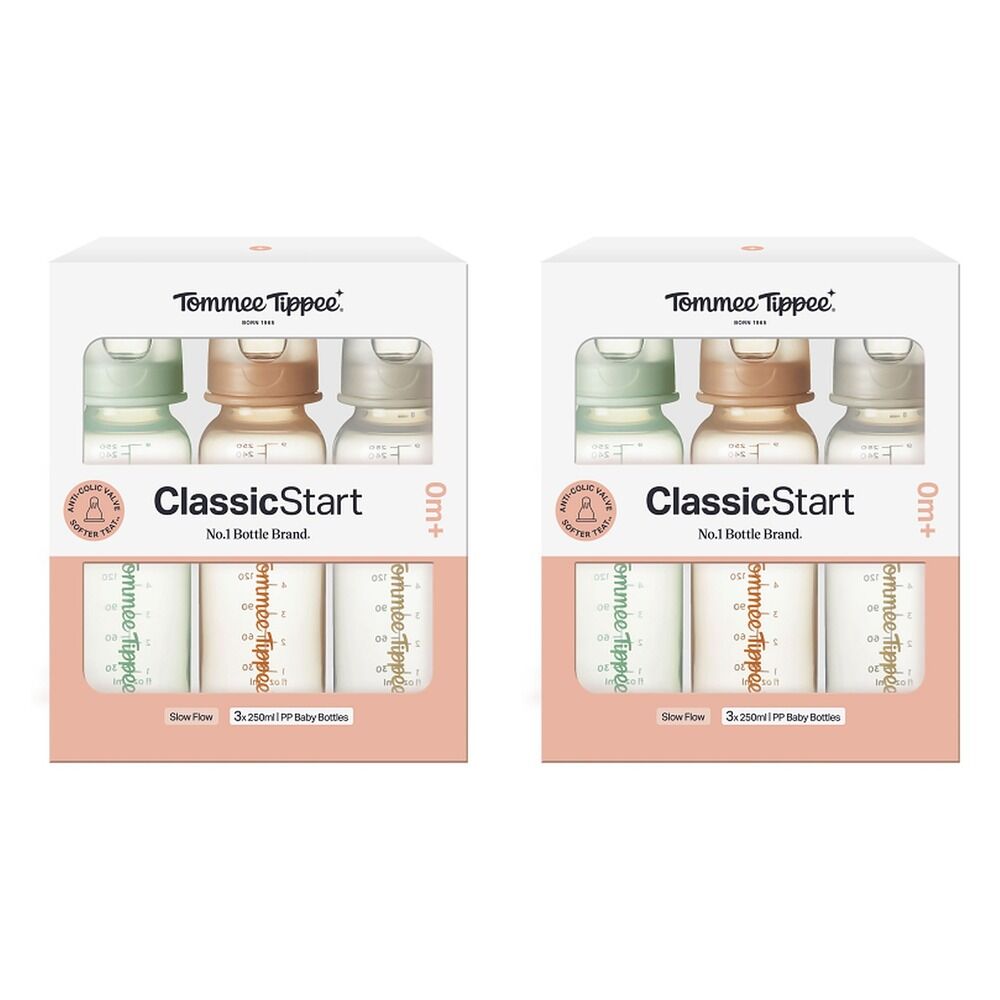 Tommee Tippee Classic Slim Bottle 250mL 3 Pack Bundle of 2